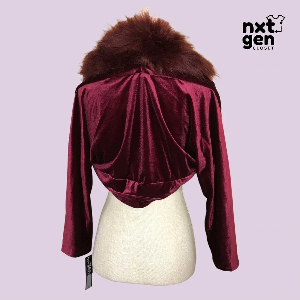 Tahari Bolero Fur Collared Shrug - Picture 2 of 7